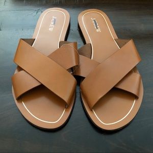 New J. Crew Cyprus Cross Slide Sandals tan 7